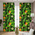 Black Hawaiian Pineapple Pattern Print Dimout Pencil Pleat Curtains