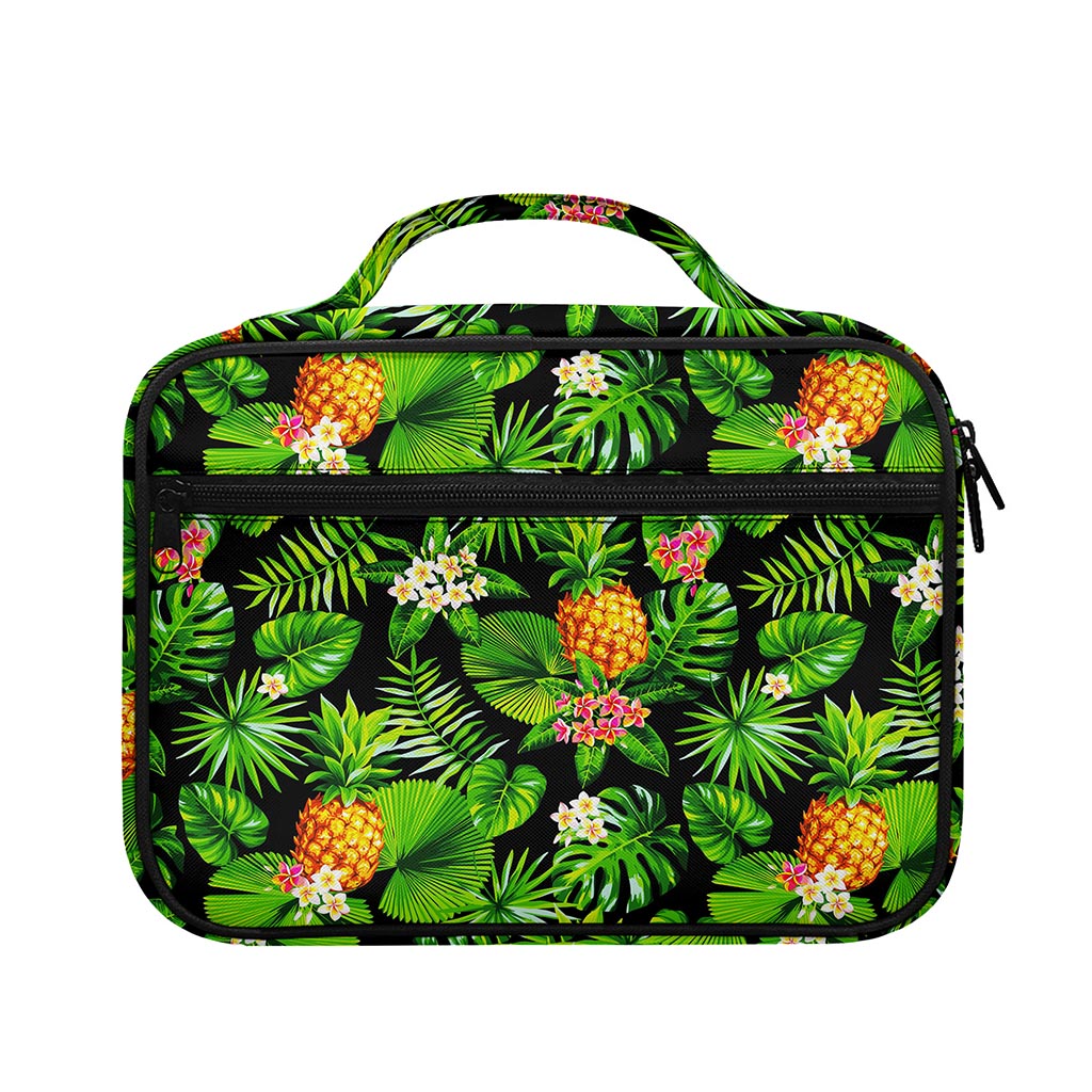 Black Hawaiian Pineapple Pattern Print Briefcase Bible Bag