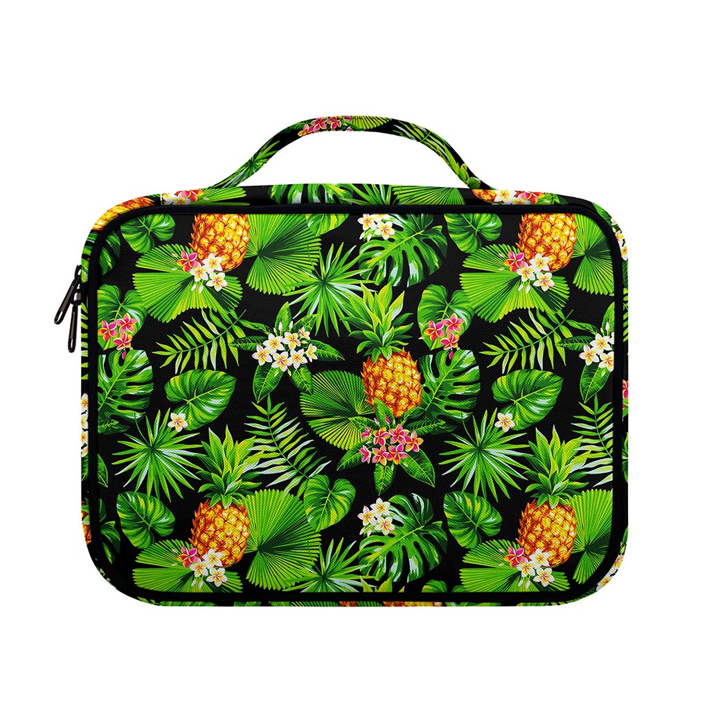 Black Hawaiian Pineapple Pattern Print Briefcase Bible Bag