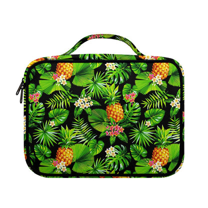 Black Hawaiian Pineapple Pattern Print Briefcase Bible Bag