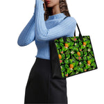 Black Hawaiian Pineapple Pattern Print Canvas Tote Bag