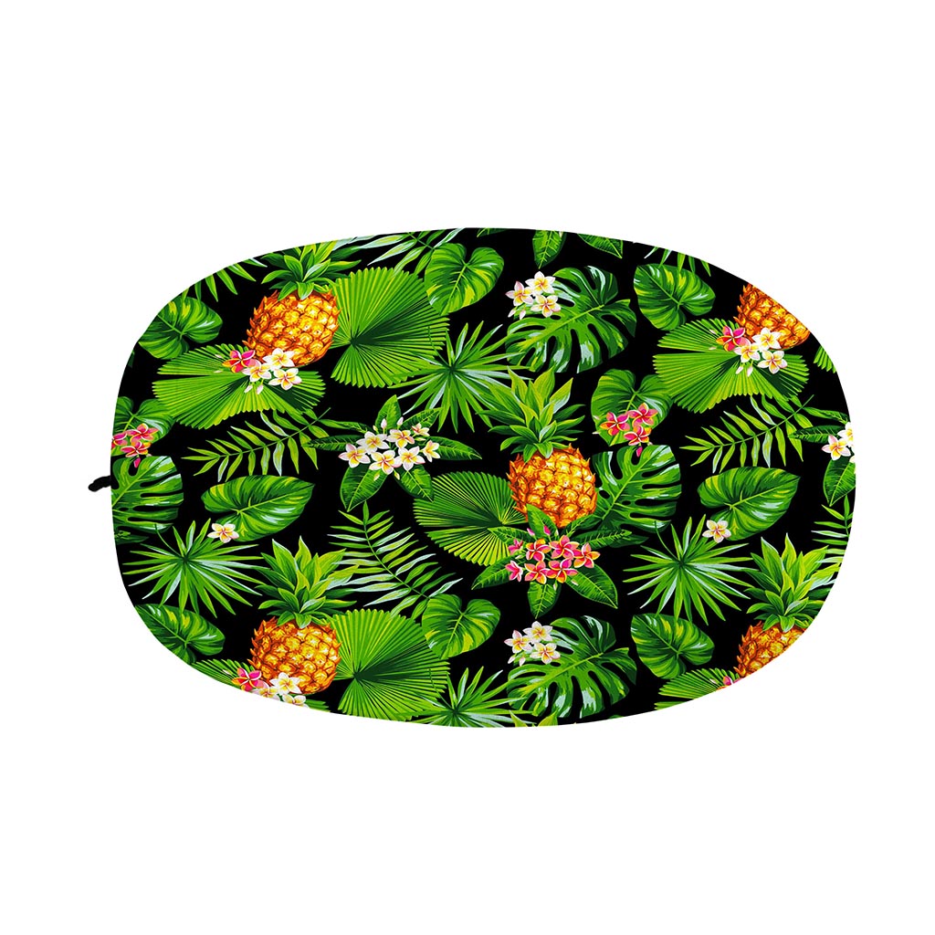 Black Hawaiian Pineapple Pattern Print Car Side Mirror Covers
