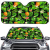 Black Hawaiian Pineapple Pattern Print Car Windshield Sun Shade