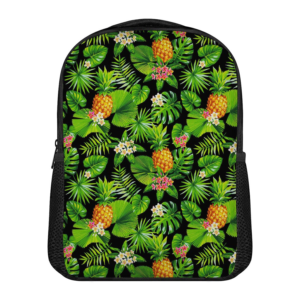 Black Hawaiian Pineapple Pattern Print Casual Backpack