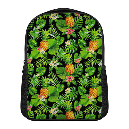 Black Hawaiian Pineapple Pattern Print Casual Backpack