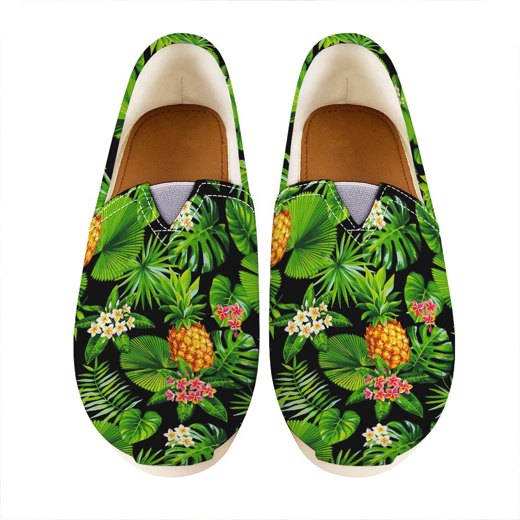 Black Hawaiian Pineapple Pattern Print Casual Shoes