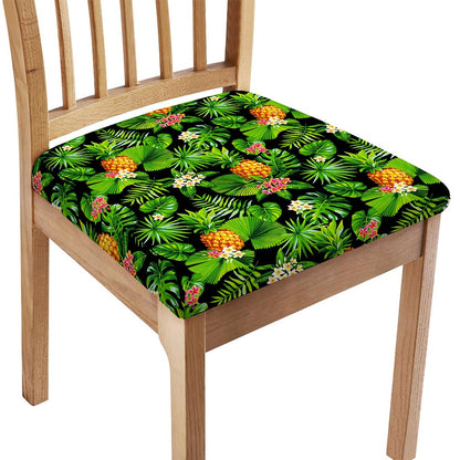 Black Hawaiian Pineapple Pattern Print Chair Cushion Cover