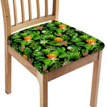 Black Hawaiian Pineapple Pattern Print Chair Cushion Cover