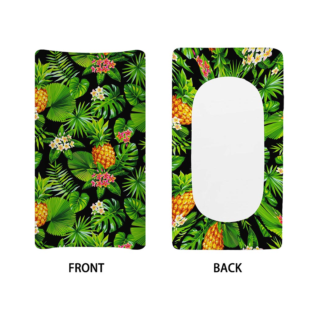 Black Hawaiian Pineapple Pattern Print Changing Pad Cover