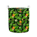 Black Hawaiian Pineapple Pattern Print Collapsible Laundry Basket
