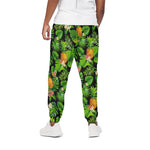 Black Hawaiian Pineapple Pattern Print Cotton Pants