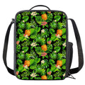 Black Hawaiian Pineapple Pattern Print Crossbody Lunch Bag