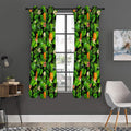 Black Hawaiian Pineapple Pattern Print Grommet Curtain Panels