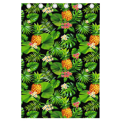 Black Hawaiian Pineapple Pattern Print Curtain