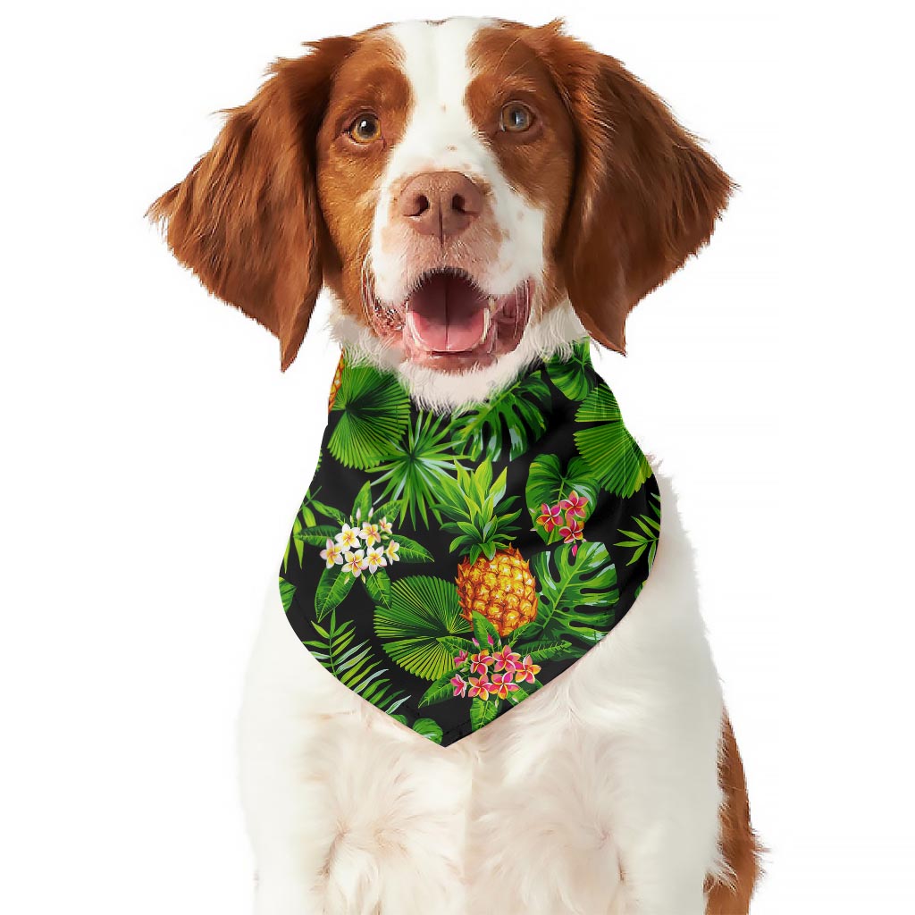 Black Hawaiian Pineapple Pattern Print Dog Bandana