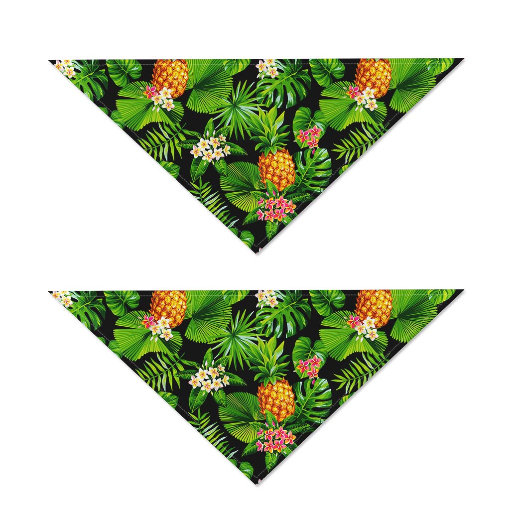 Black Hawaiian Pineapple Pattern Print Dog Bandana