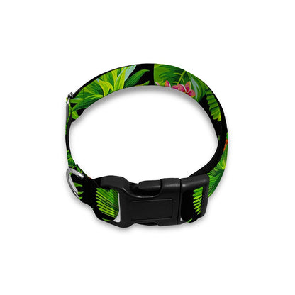 Black Hawaiian Pineapple Pattern Print Dog Collar