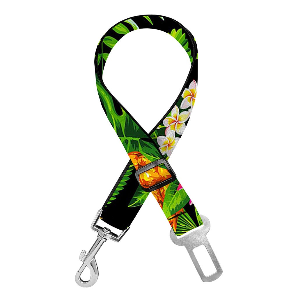 Black Hawaiian Pineapple Pattern Print Dog Seat Belt