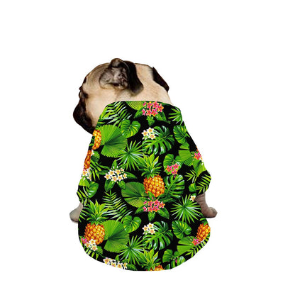Black Hawaiian Pineapple Pattern Print Dog Zip Up Jacket