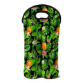 Black Hawaiian Pineapple Pattern Print Double Neoprene Wine Tote
