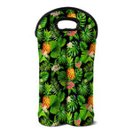 Black Hawaiian Pineapple Pattern Print Double Neoprene Wine Tote
