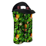 Black Hawaiian Pineapple Pattern Print Double Neoprene Wine Tote