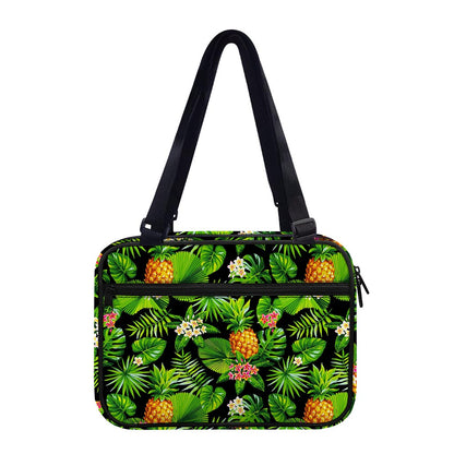 Black Hawaiian Pineapple Pattern Print Double Strap Bible Bag