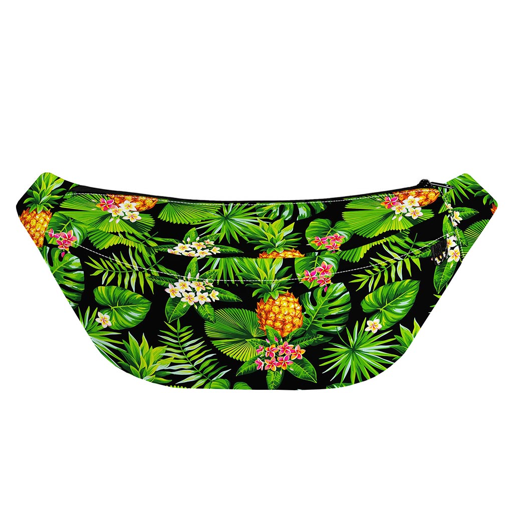 Black Hawaiian Pineapple Pattern Print Fanny Pack