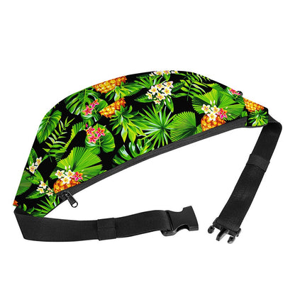 Black Hawaiian Pineapple Pattern Print Fanny Pack