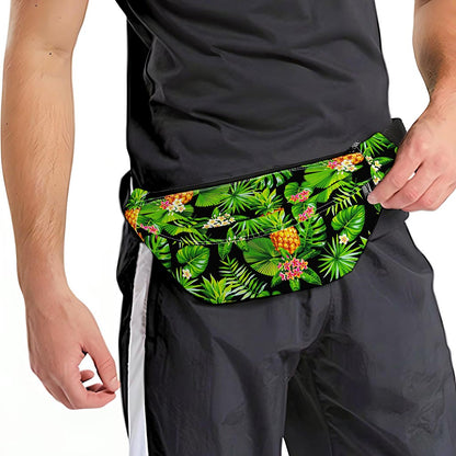 Black Hawaiian Pineapple Pattern Print Fanny Pack