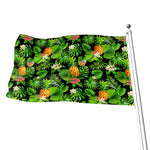 Black Hawaiian Pineapple Pattern Print Flag