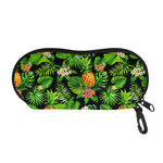 Black Hawaiian Pineapple Pattern Print Glasses Case
