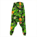 Black Hawaiian Pineapple Pattern Print Hammer Pants