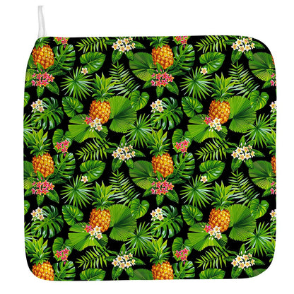 Black Hawaiian Pineapple Pattern Print Hand Towel