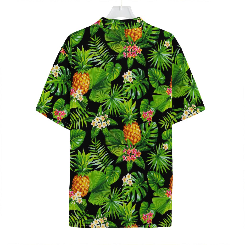 Black Hawaiian Pineapple Pattern Print Hawaiian Shirt