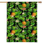 Black Hawaiian Pineapple Pattern Print House Flag