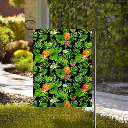 Black Hawaiian Pineapple Pattern Print House Flag