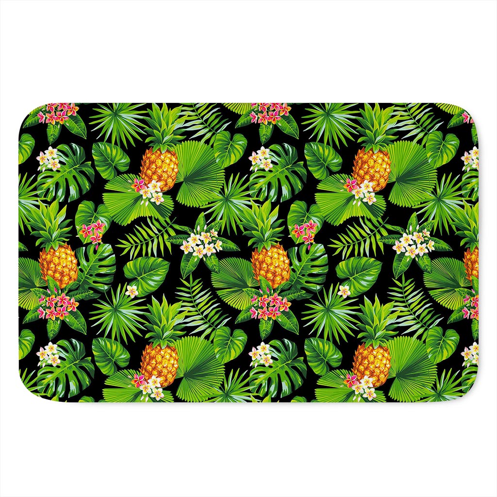 Black Hawaiian Pineapple Pattern Print Indoor Door Mat