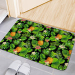 Black Hawaiian Pineapple Pattern Print Indoor Door Mat