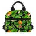 Black Hawaiian Pineapple Pattern Print Insulated Lunch Bag