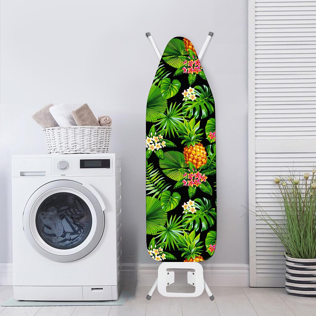 Black Hawaiian Pineapple Pattern Print Ironing Board Cover