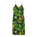 Black Hawaiian Pineapple Pattern Print Jersey Midi Cami Dress