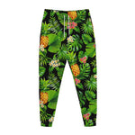 Black Hawaiian Pineapple Pattern Print Jogger Pants