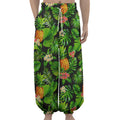 Black Hawaiian Pineapple Pattern Print Lantern Pants