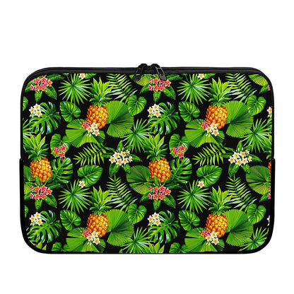 Black Hawaiian Pineapple Pattern Print Laptop Sleeve
