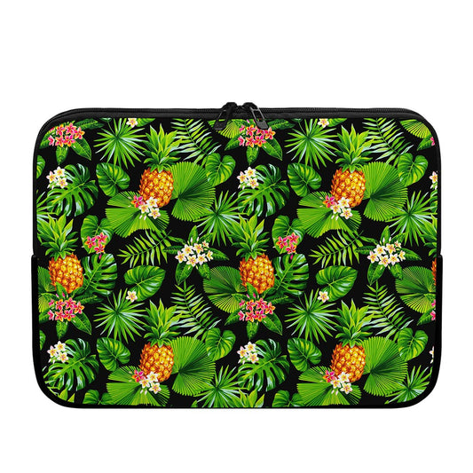Black Hawaiian Pineapple Pattern Print Laptop Sleeve