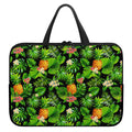 Black Hawaiian Pineapple Pattern Print Laptop Sleeve With Handle