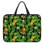 Black Hawaiian Pineapple Pattern Print Laptop Sleeve With Handle