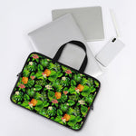 Black Hawaiian Pineapple Pattern Print Laptop Sleeve With Handle