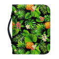 Black Hawaiian Pineapple Pattern Print Leather Bible Cover